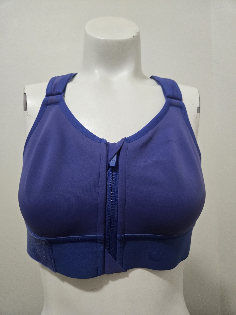 SHEFIT Ultimate Sports Bra Blue Zip Front Adjustable Straps Medium